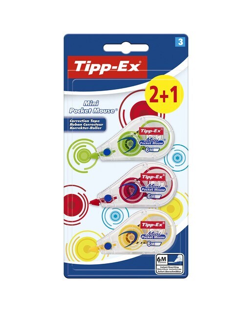 Pack de 2+1 cintas correctoras Tipp-Ex mini pocket mouse fashion BIC