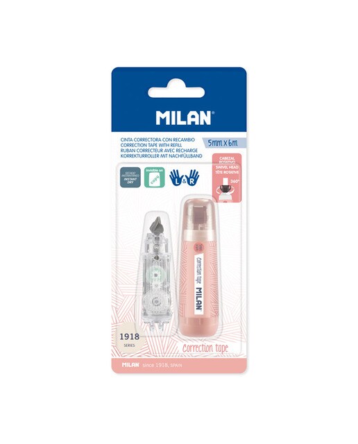 Blister de Fita Corretora + 1 recarga Série 1918 5 mm x 6 m - Rosa Rosa-1