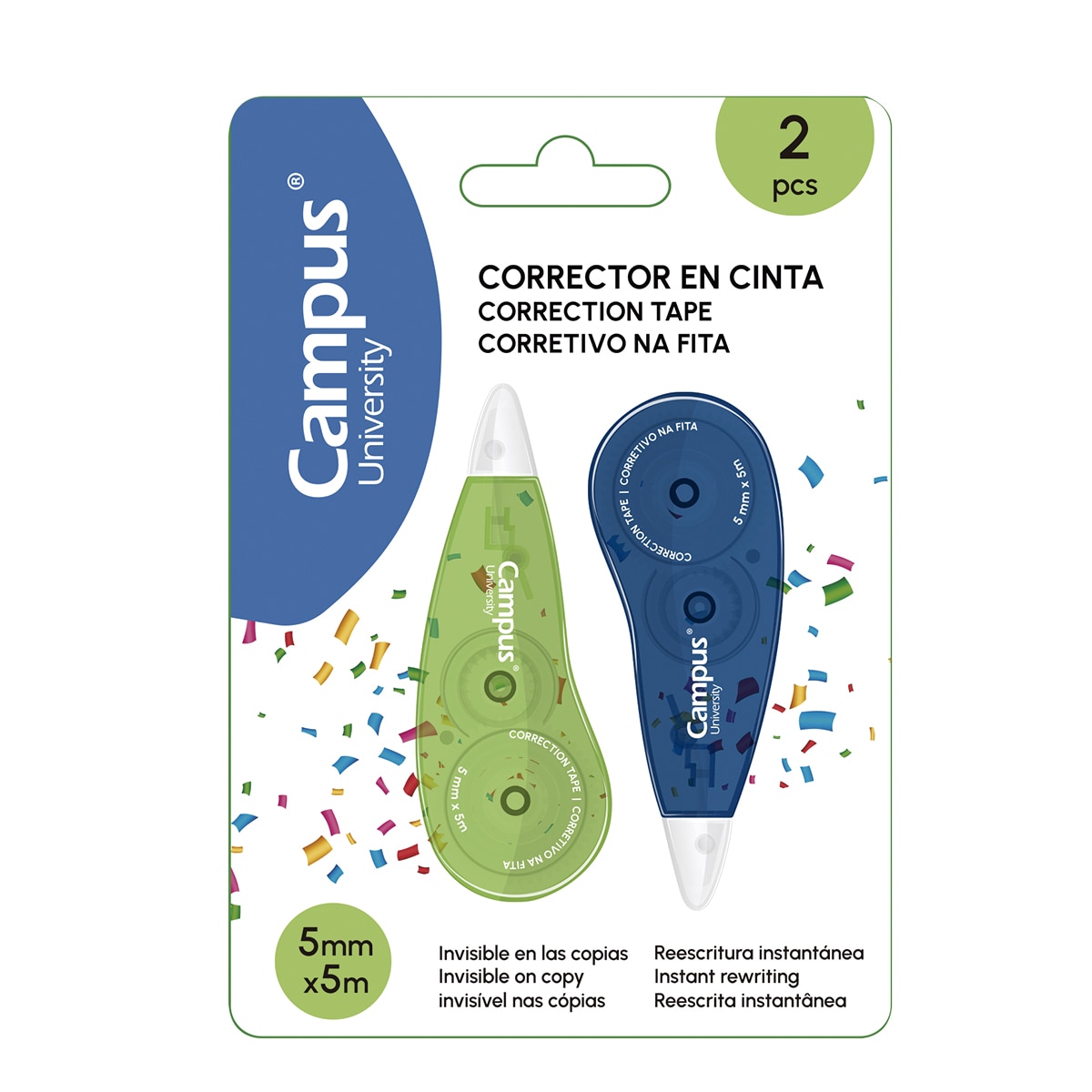Imagem 0 de Corretor em fita Campus University 5 mm x 5 m Blister 2 unidades