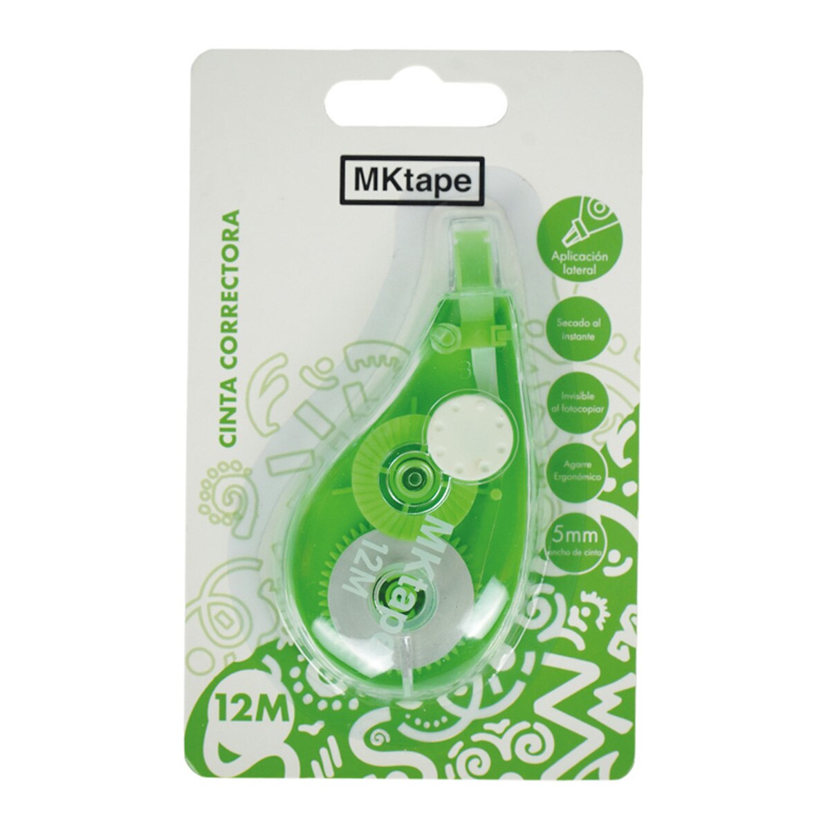 Imagen 0 de Cinta correctora 5mm x 12 metros Mktape verde neón