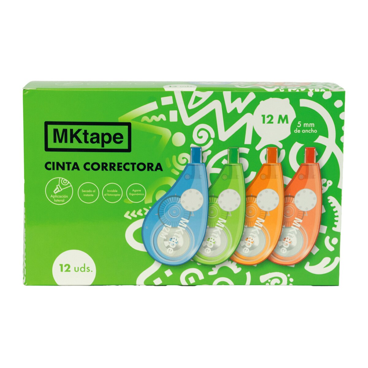 Cinta correctora 5mm x 12 metros Mktape verde neón Verde neón-3