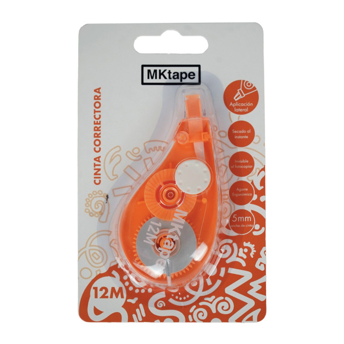 Imagen 0 de Cinta correctora 5mm x 12 metros Mktape naranja neón