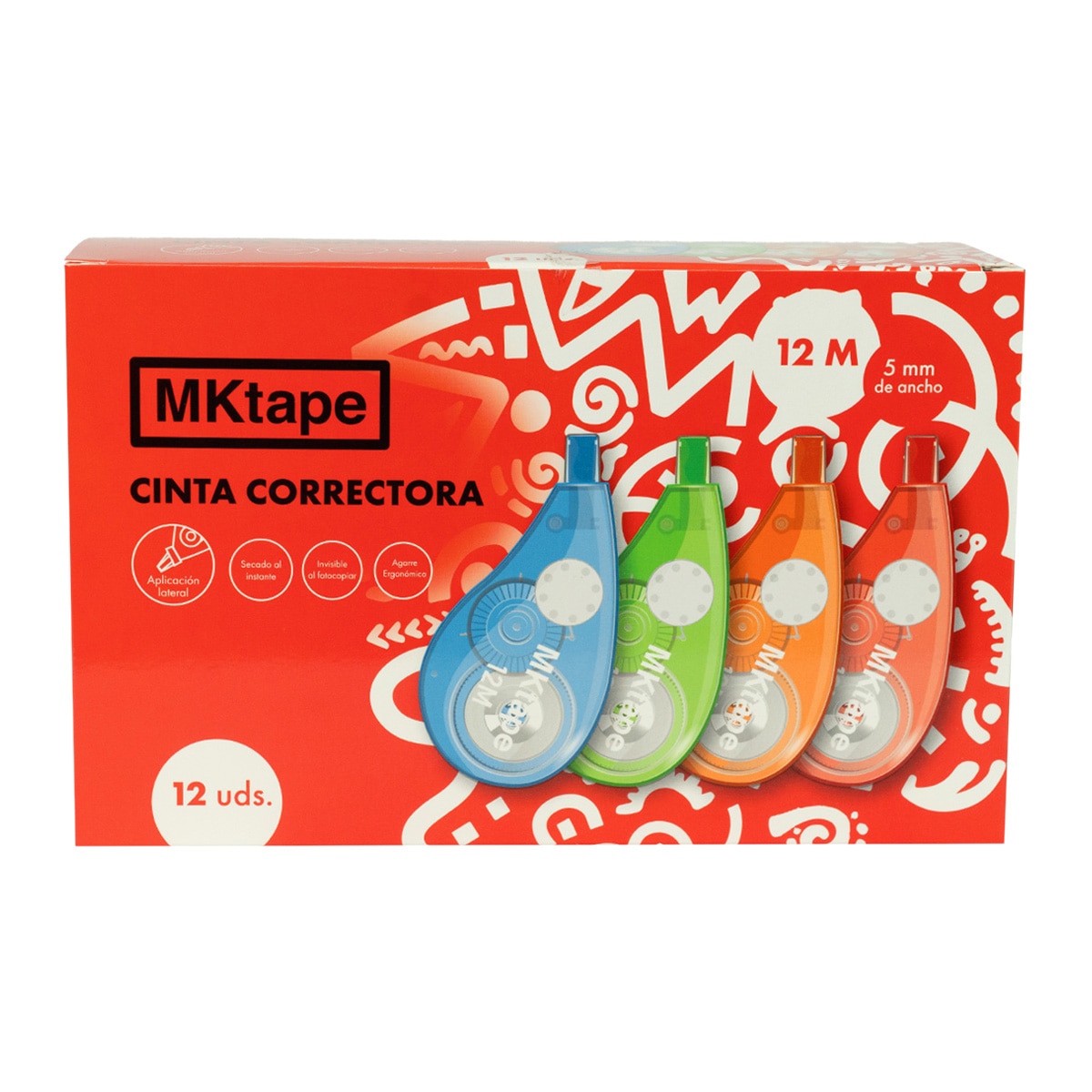 Cinta correctora 5mm x 12 metros Mktape coral Coral-3