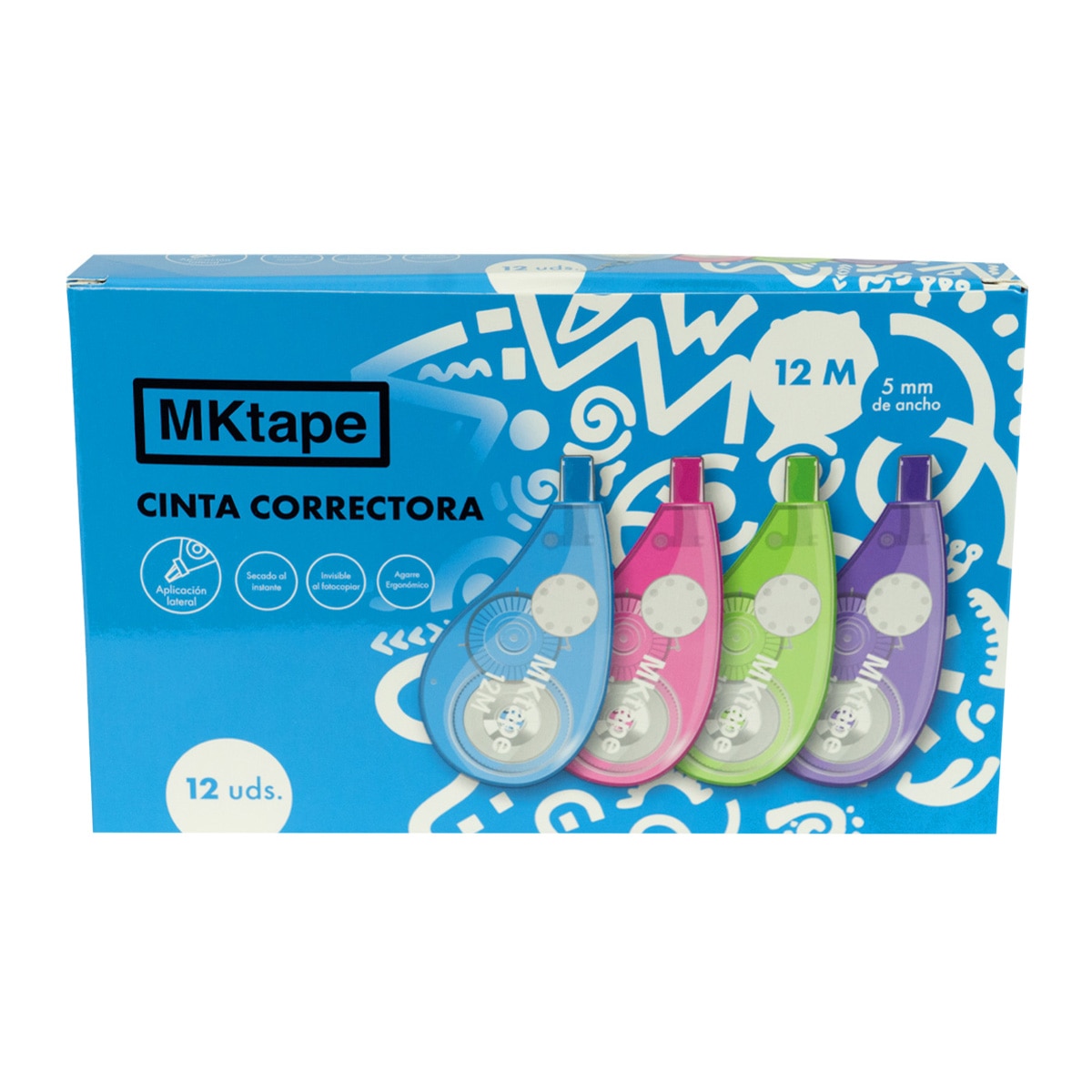 Cinta correctora 5mm x 12 metros Mktape azul Azul-3