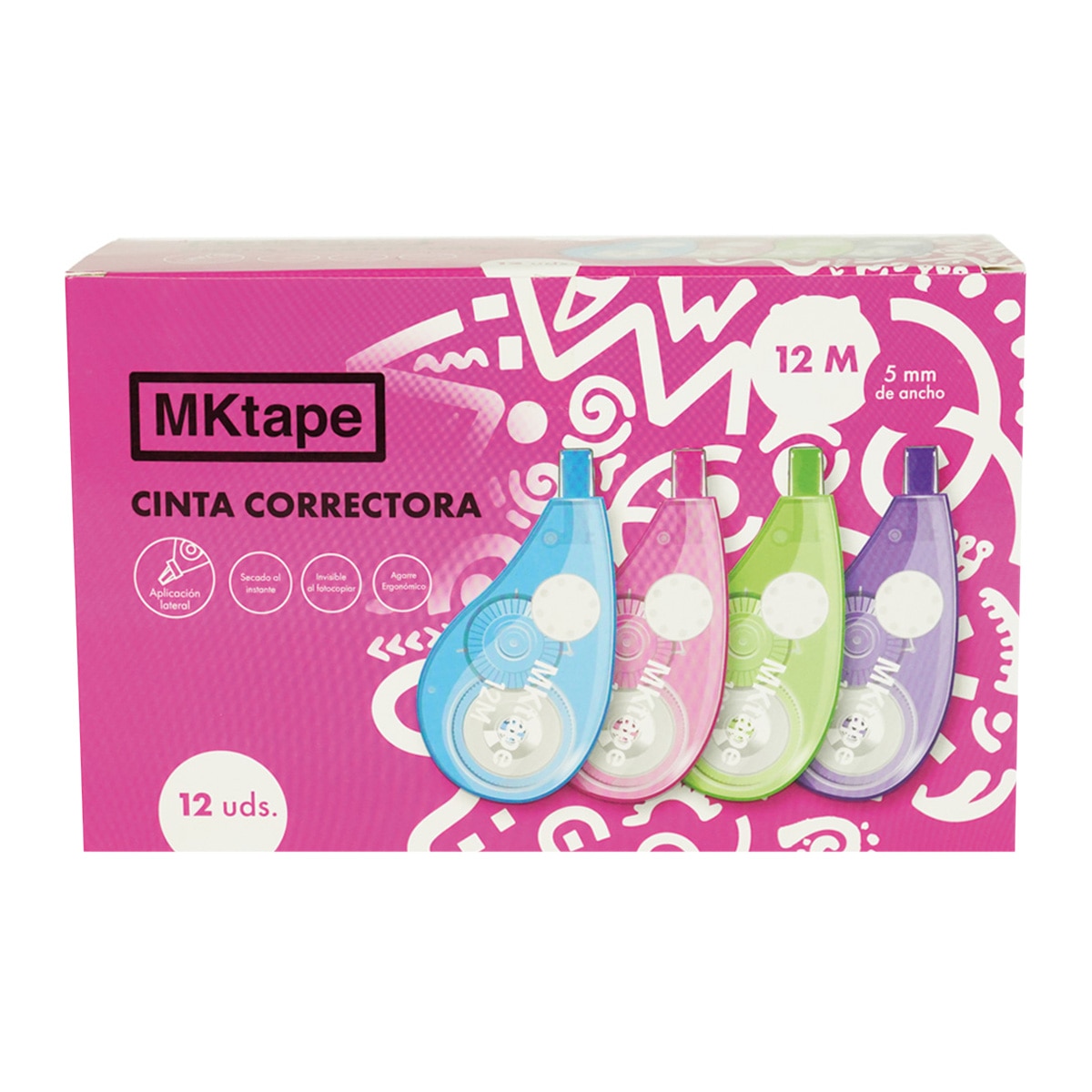 Cinta correctora 5mm x 12 metros Mktape fucsia Fucsia-3