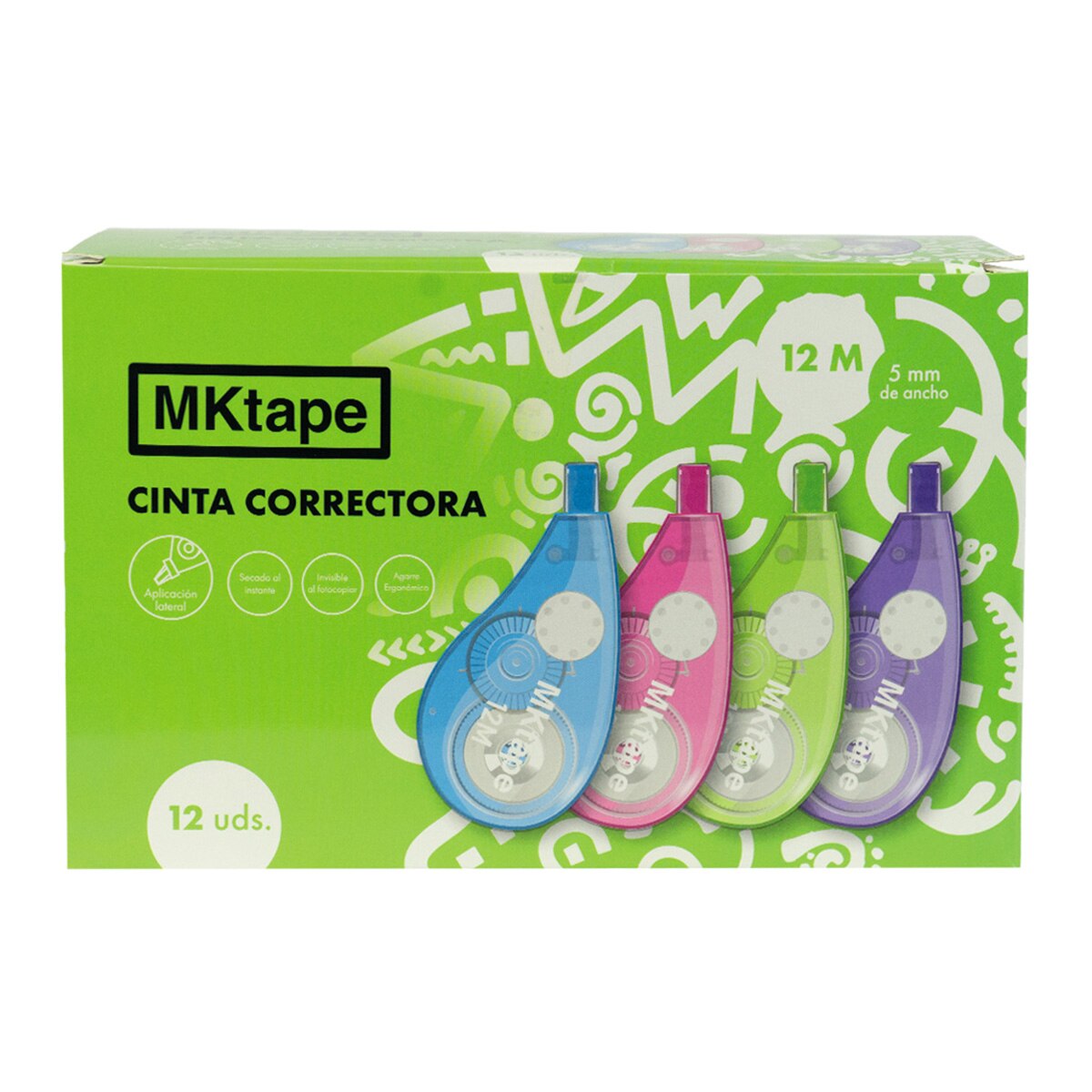 Cinta correctora 5mm x 12 metros Mktape verde Verde-2