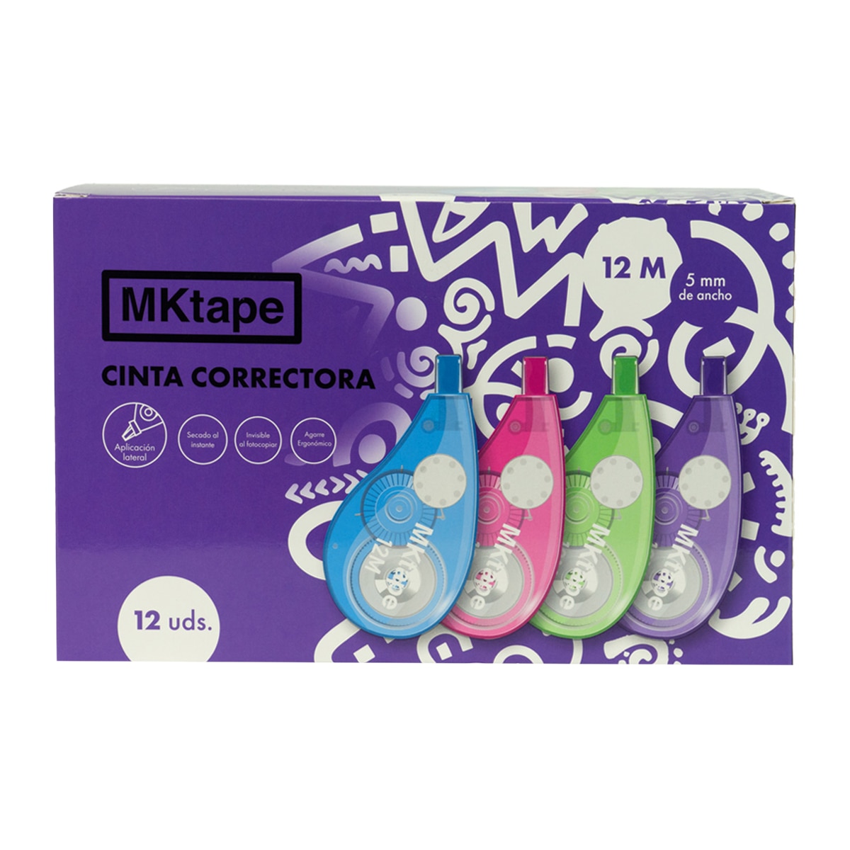 Cinta correctora 5mm x 12 metros Mktape violeta Violeta-3