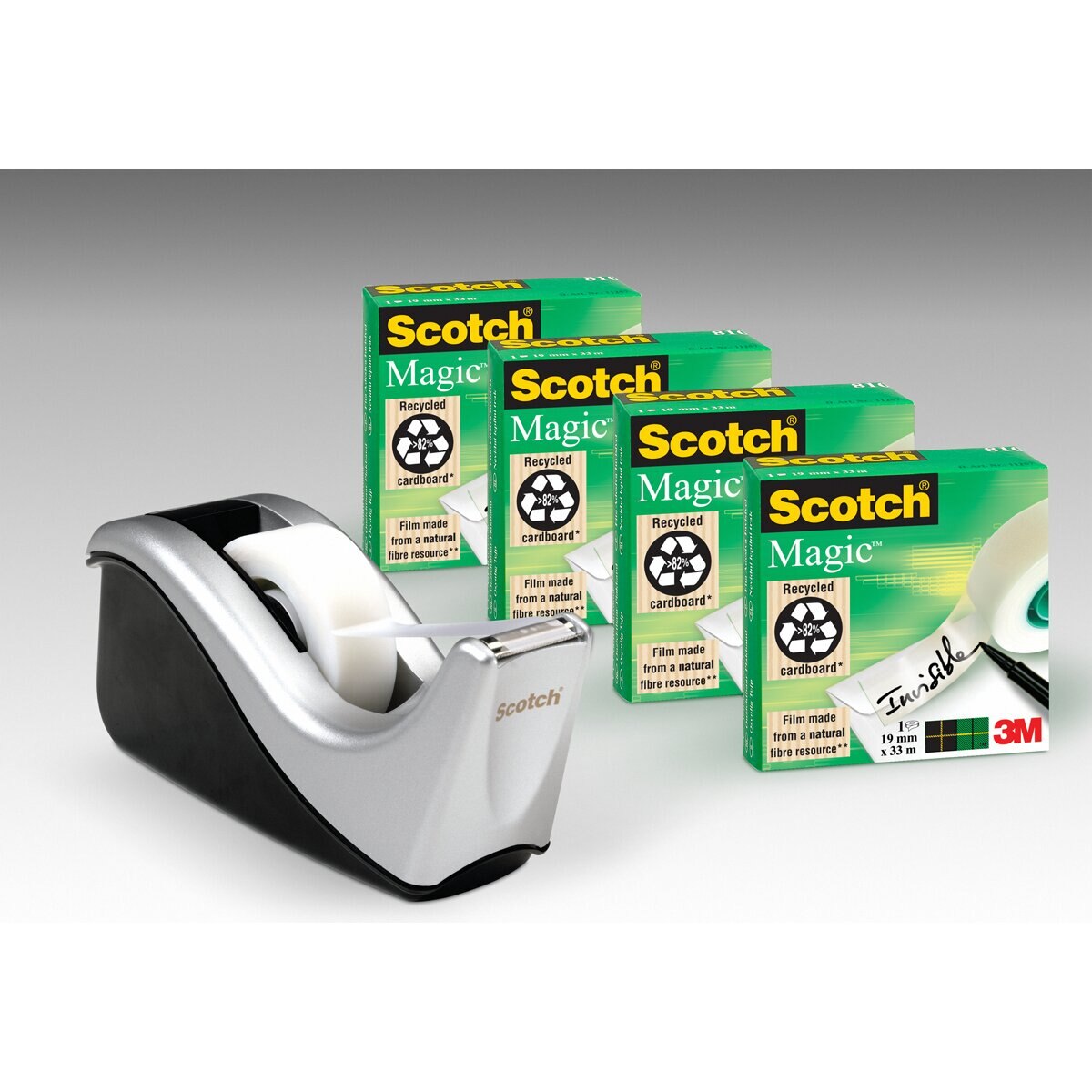 Porta-rolos de Mesa C60 com 4 Fitas Adesivas Scotch Cinzento-3