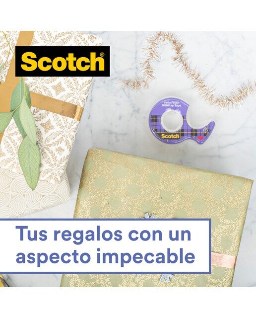 Cinta satinada para envolver regalos 19 mm x 15m Scotch Transparente-2