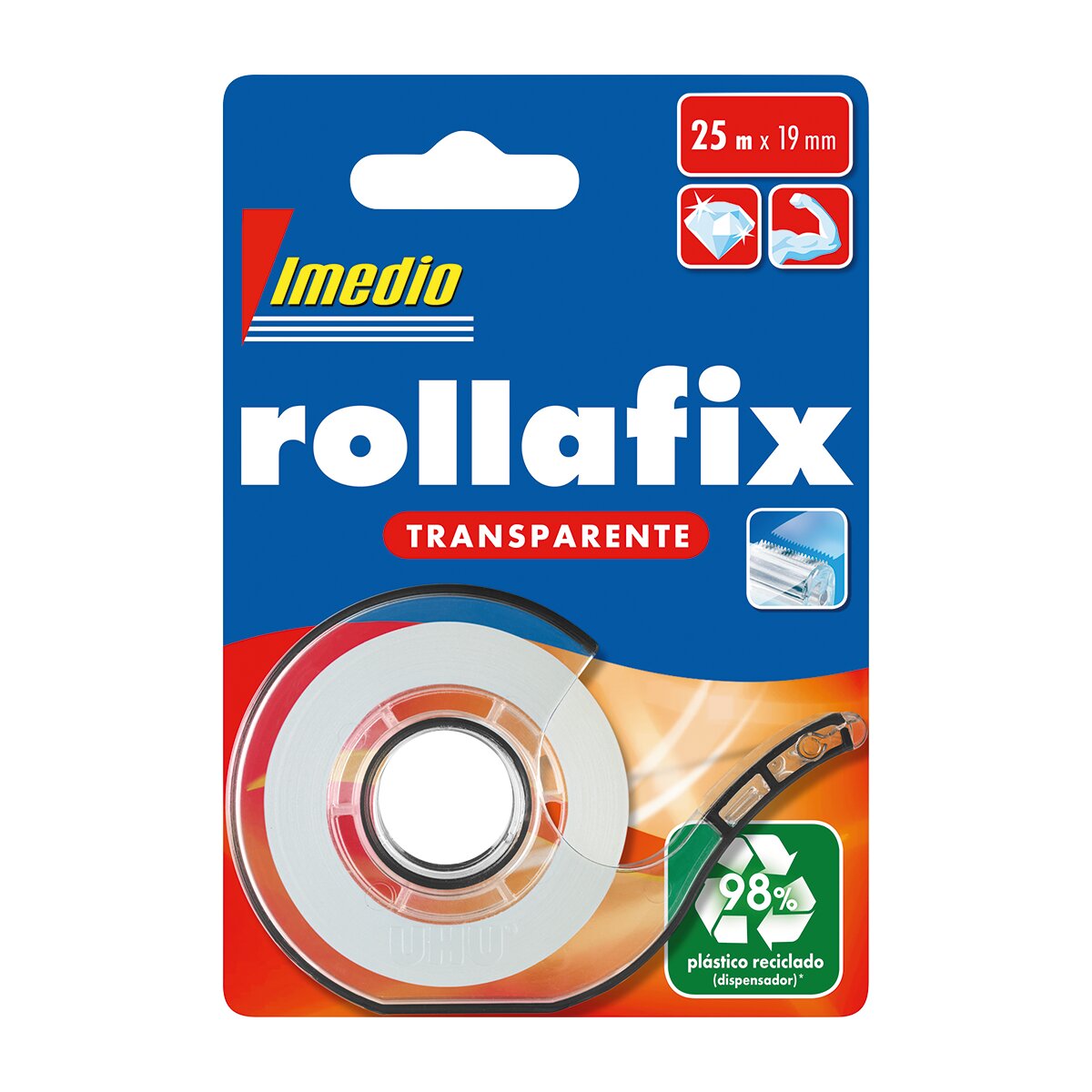Imagen 0 de Cinta adhesiva transparente rollafix + dispensador 25 cm Imedio