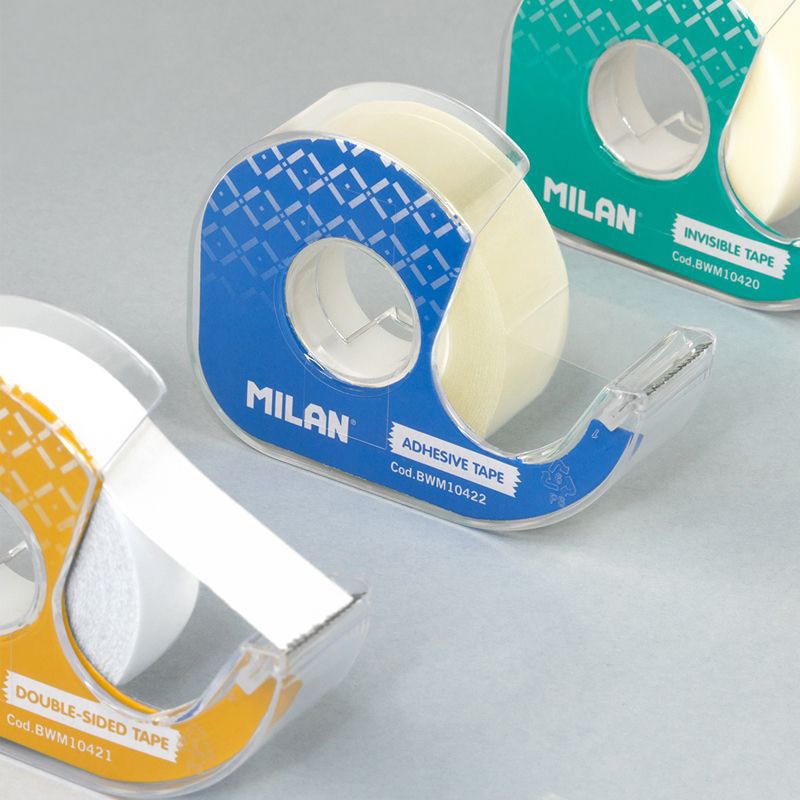 Blíster dispensador cinta adhesiva, MILAN, transparente brillante 19 mm x 33 m Azul-5