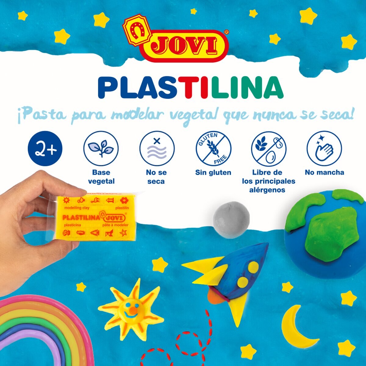 Blister 3 Pastillas de Plastilina Jovi 50 gr Colores Surtidos Multicolor-3