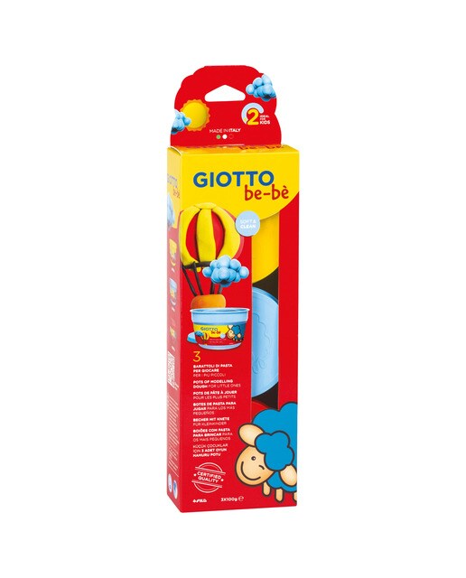 Imagen 0 de Pack 3 unidades súper pasta para jugar 100g Giotto Be-Bè amarillo, cyan y rojo
