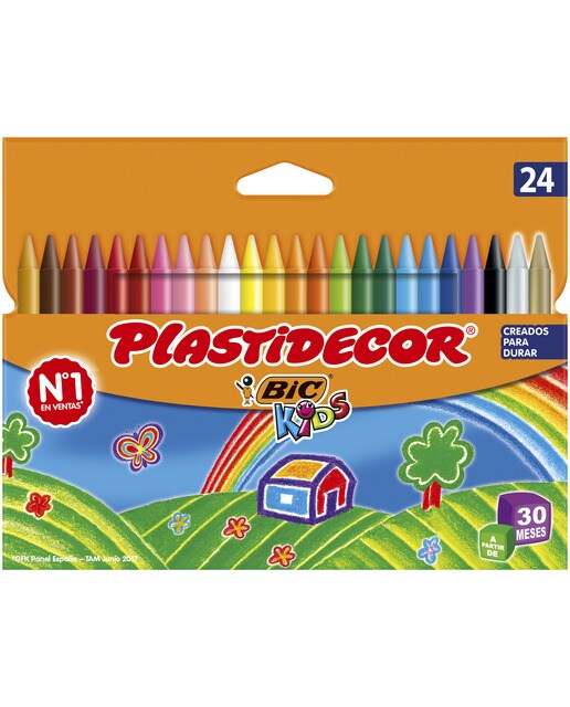 Imagen 0 de Pack de 24 Ceras Plásticas Colorear  Kids Plastidecor BIC