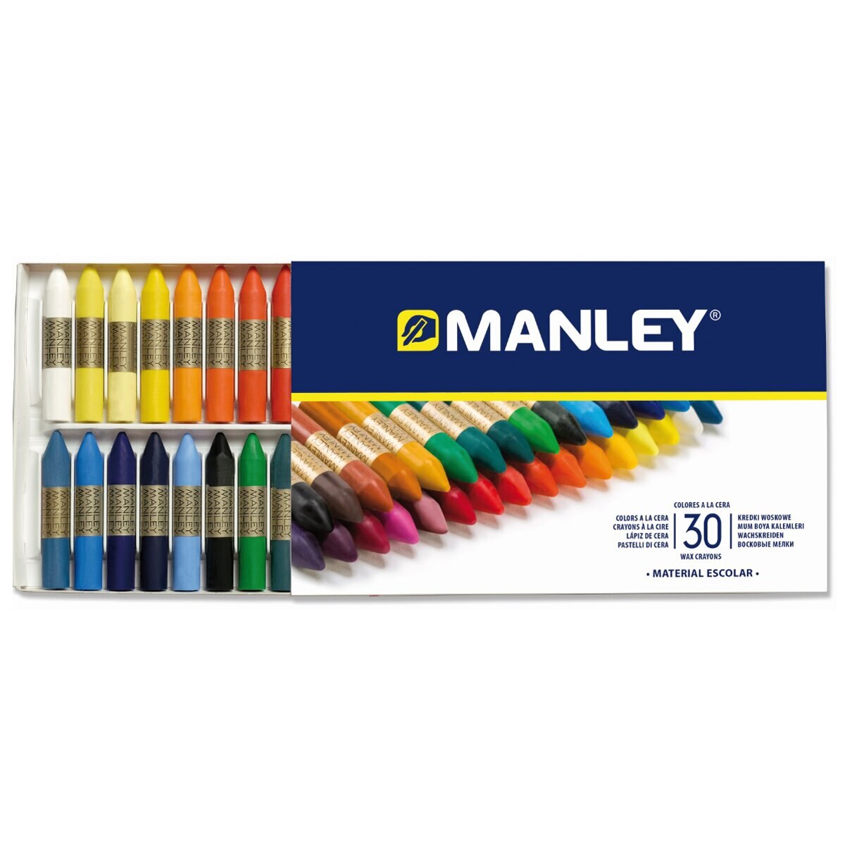 Estojo de 30 Lápis de cera Manley 2