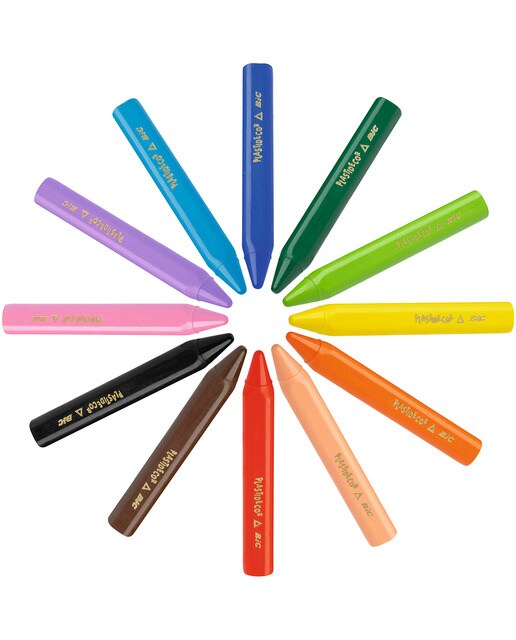 Pack de 12 lápis de cera de plástico de colorir Kids Plastidecor Triangle 2
