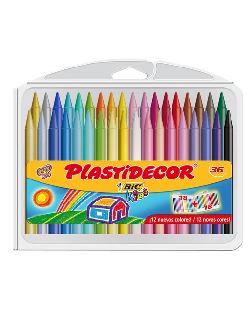 Imagen 0 de Pack de 36 Ceras Plásticas Colorear  Kids Plastidecor BIC