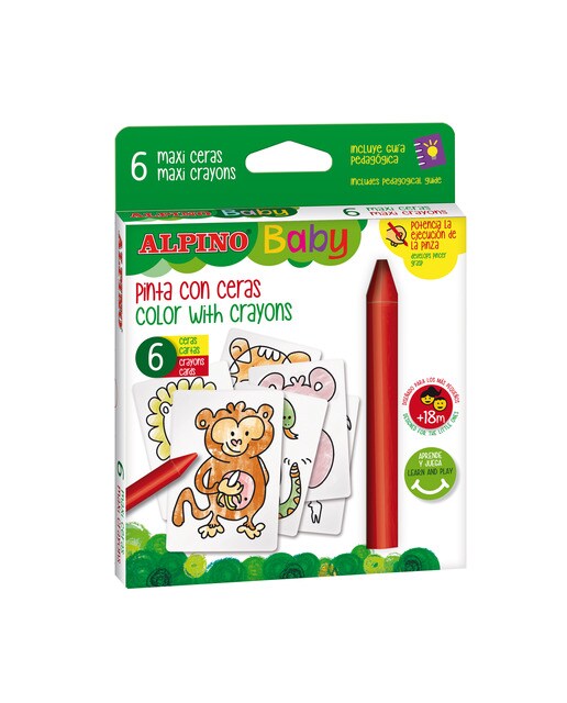 Imagem 0 de Conjunto de 6 lápis de cera e 6 cartas para colorir Baby