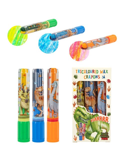 Conjunto de lápis de cera tricolor Dino World 1