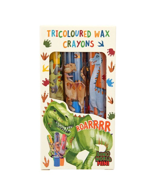 Conjunto de lápis de cera tricolor Dino World 2