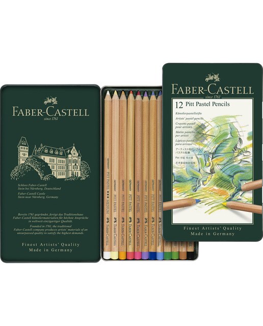 Estojo de Metal com 12 Lápis Pastel Pitt Multicolor-2