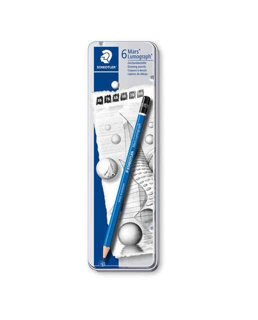Caixa 6 Lápis de Grafite com Graduações Mars Lumograph 100 Staedtler 1