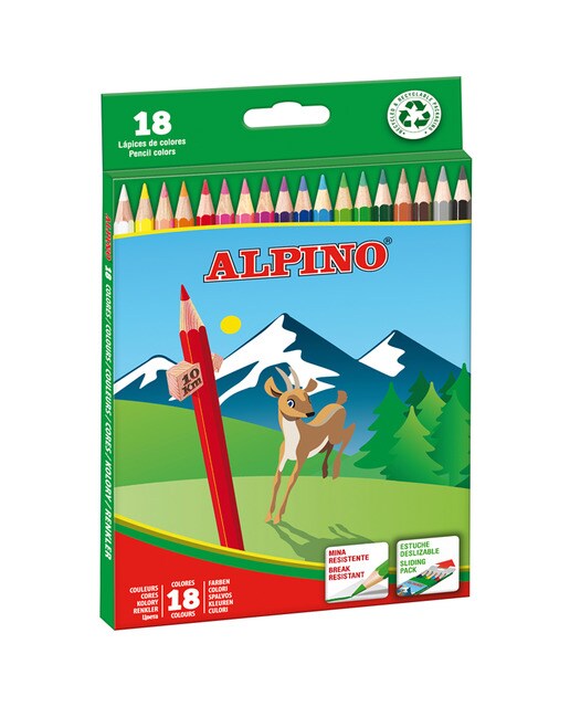 Imagem 0 de Caixa 18 lápis de cor compridos Alpino WF