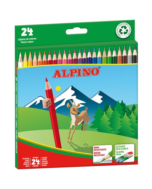 Imagem 0 de Caixa de 24 lápis compridos de cor Alpino WF