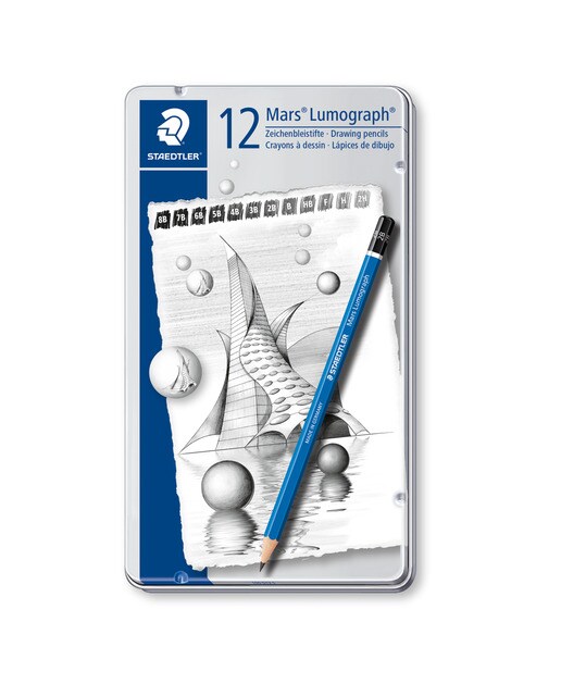 Caixa 12 Lápis de Grafite com Graduações Mars Lumograph 100 Staedtler 1