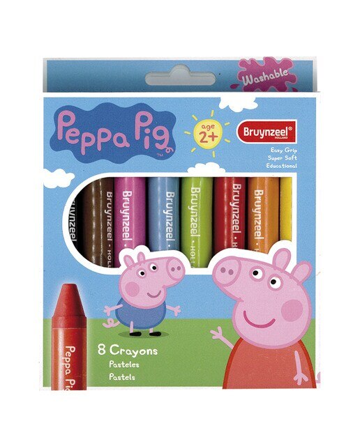 Imagem 0 de Conjunto de Oito Lápis de Cera Extra Grossos Peppa Pig Bruynzeel Multicolor