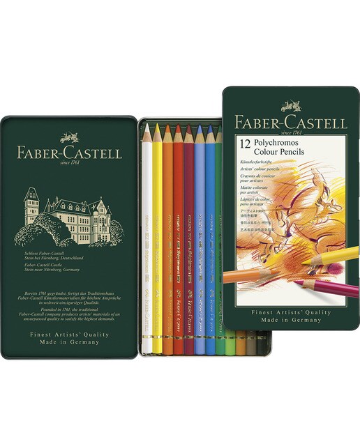 Estojo de Metal 12 Lápis de Cor Polychromos Faber Castell Multicolor-1