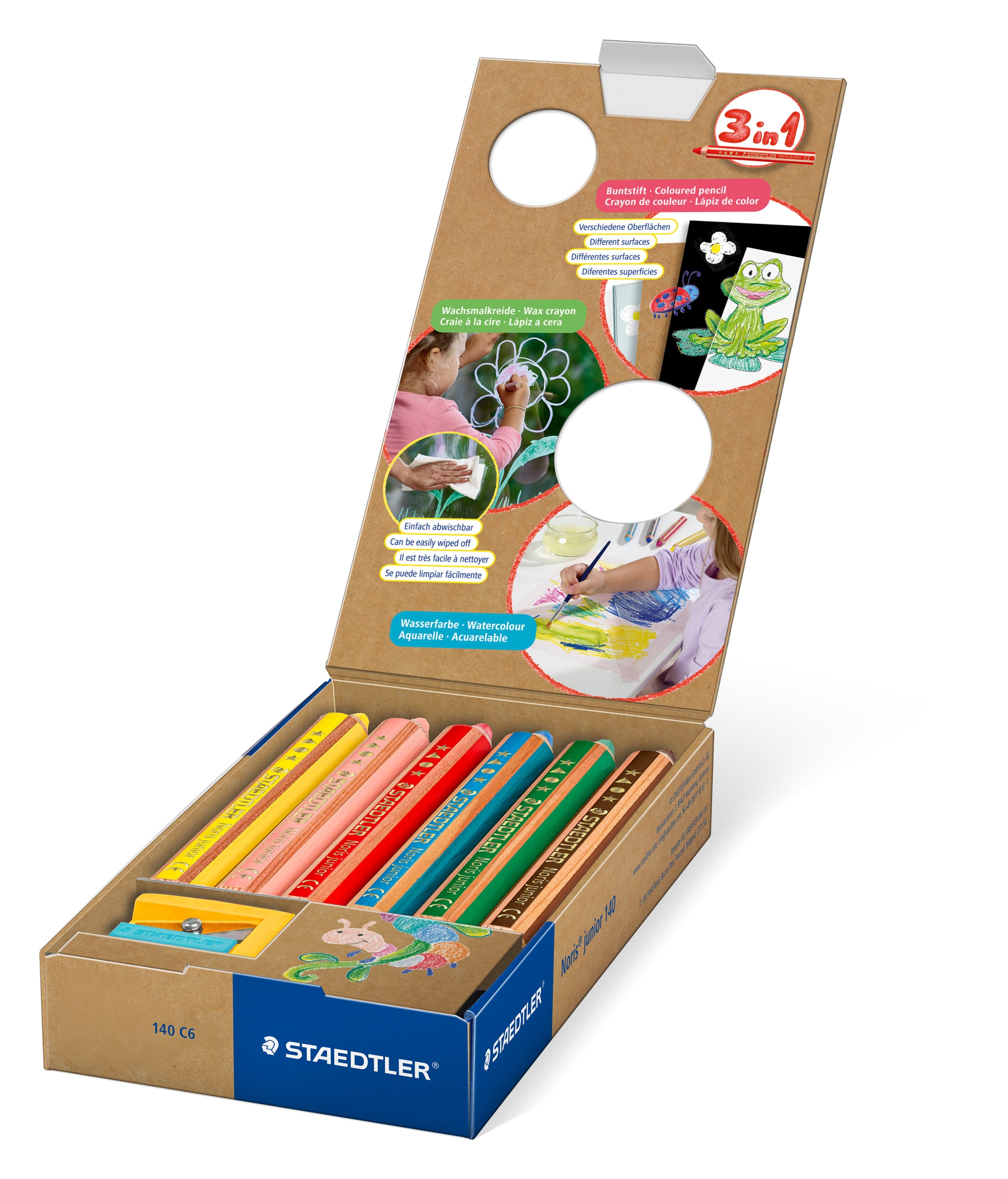 6 Lápis de Cor Staedtler Buddy 3 em 1 2