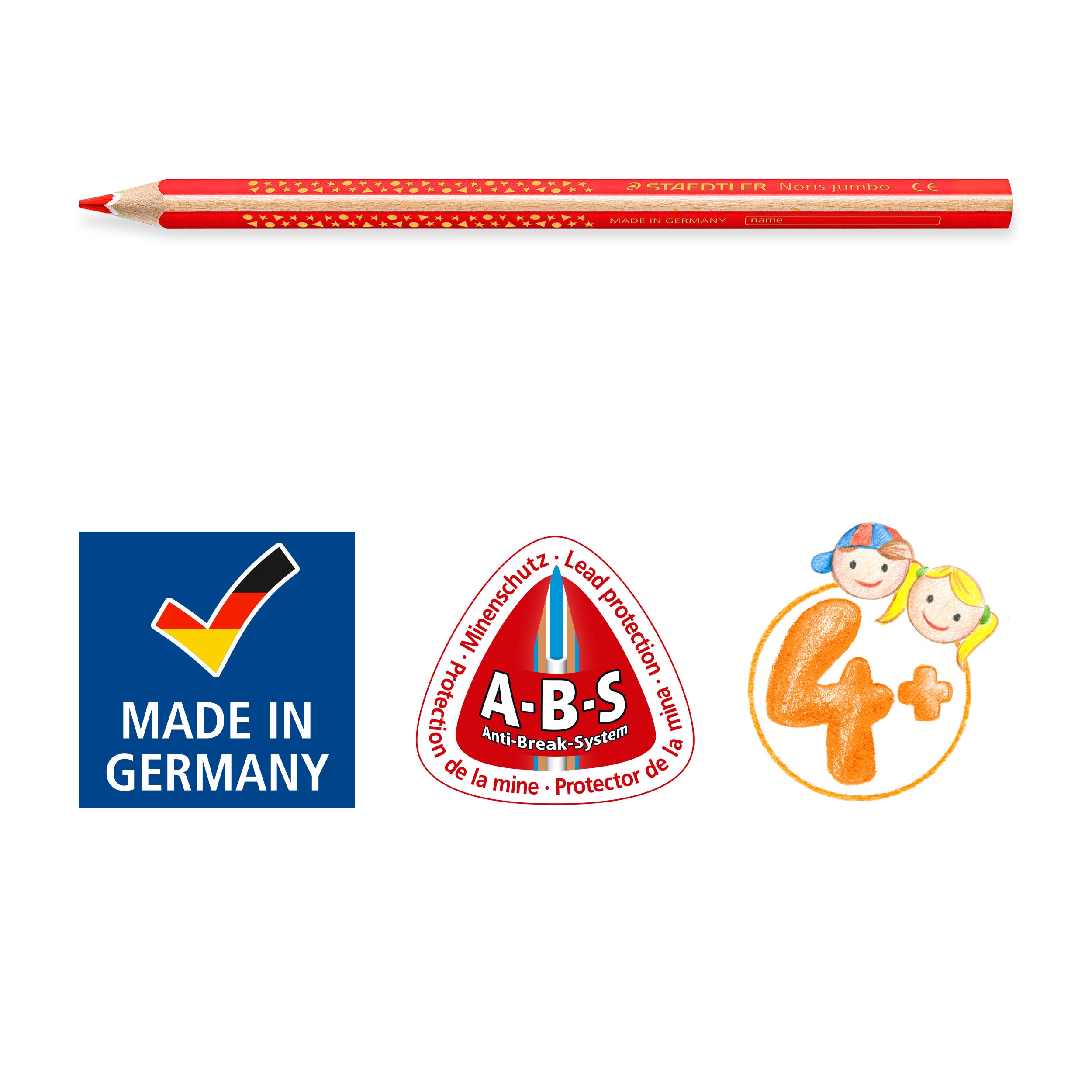 12 Lápices de Color Triangular Jumbo Noris 128 + Afila Staedtler 3