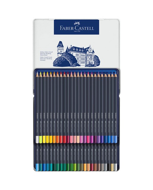 Estojo de Metal com 48 Lápis Permanentes Goldfaber Faber Castell Multicolor Multicolor-1