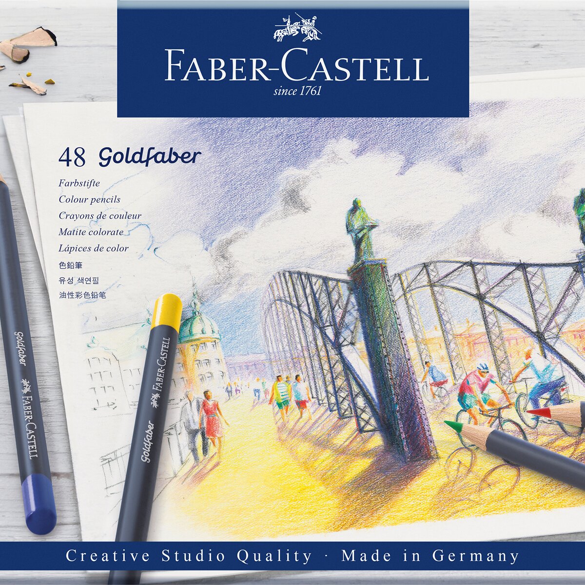 Estojo de Metal com 48 Lápis Permanentes Goldfaber Faber Castell Multicolor Multicolor-2