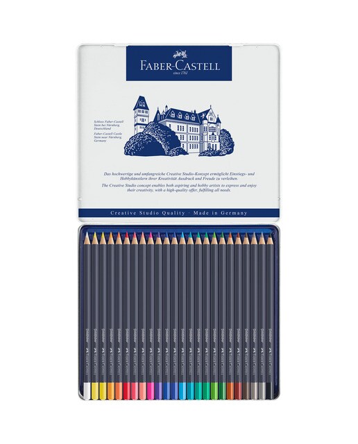 Estojo de Metal com 24 Lápis Permanentes Goldfaber Faber Castell Multicolor Multicolor-1