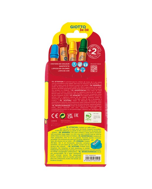 Pack 6 súper lápices + sacapuntas Giotto Be-Bè Multicolor-3