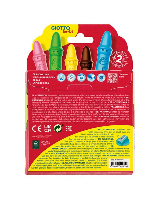 Pack 10 súper ceras + sacapuntas Giotto Be-Bè 3