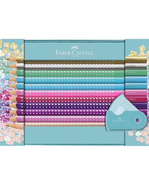 Caixa Metálica 20 Lápis de cor + 1 Afia Faber Castell 3