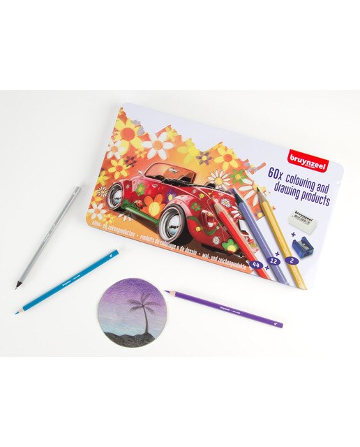 Imagen 0 de Caja de metal con 60 lápices de colores y complementos Bruynzeel multicolor