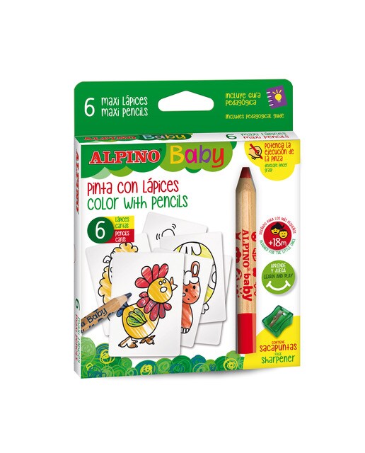 Conjunto de 6 lápis de cor e 6 cartas para colorir Baby 1