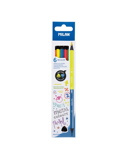 Pack 6 Lápices Bicolor Fuo&Metal MILAN. Multicolor-1