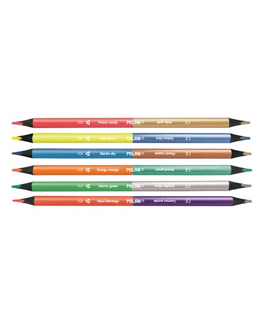 Pack 6 Lápices Bicolor Fuo&Metal MILAN. Multicolor-2