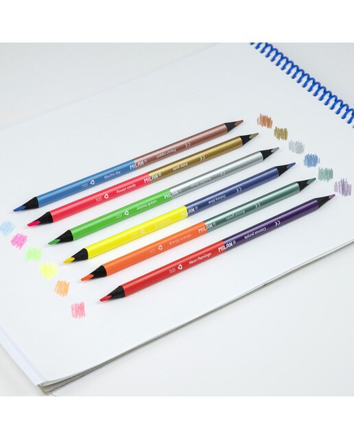 Pack 6 Lápices Bicolor Fuo&Metal MILAN. Multicolor-6