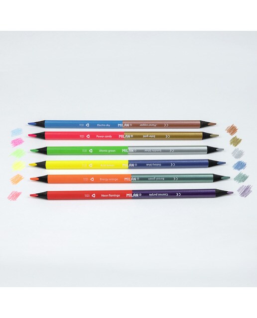 Pack 6 Lápices Bicolor Fuo&Metal MILAN. Multicolor-7