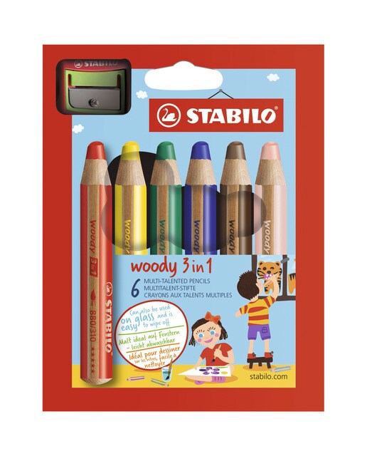 Estojo de 6 Lápis de Cor Multitalento Woody 3 em 1 - Multicolor Multicolor-1