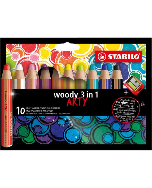 Estojo ARTY de 10 Lápis de Cor Multitalento + Afias Woody 3 em 1 - Multicolor Multicolor-1