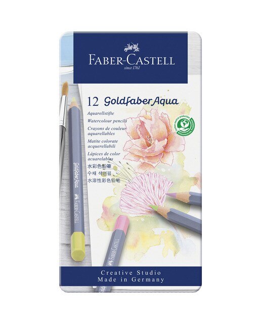 Imagem 0 de Estojo de Metal com 12 Lapiseiras Aguareláveis Tons Pastel Goldfaber Aqua