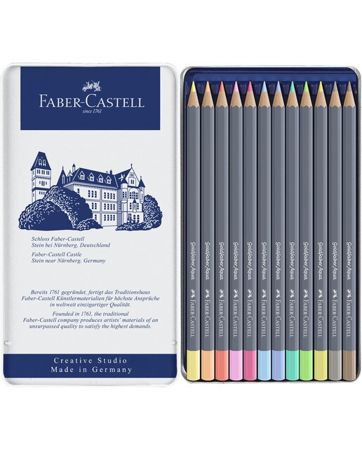 Estojo de Metal com 12 Lapiseiras Aguareláveis Tons Pastel Goldfaber Aqua 3