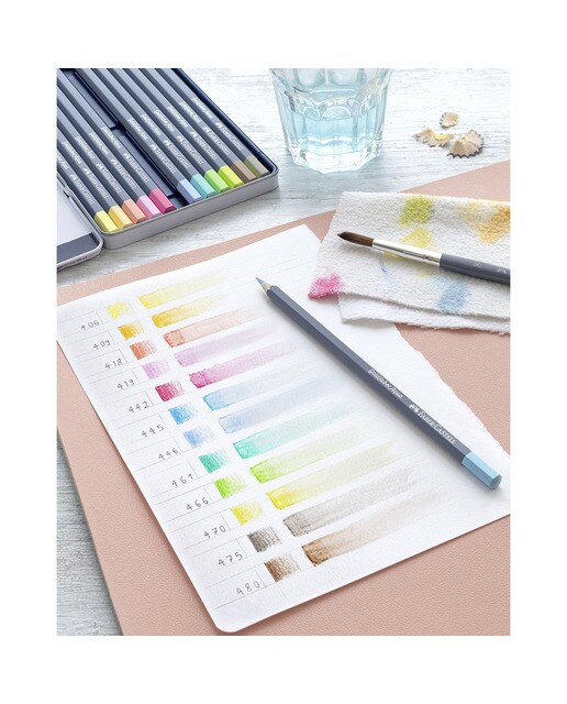 Estojo de Metal com 12 Lapiseiras Aguareláveis Tons Pastel Goldfaber Aqua 4